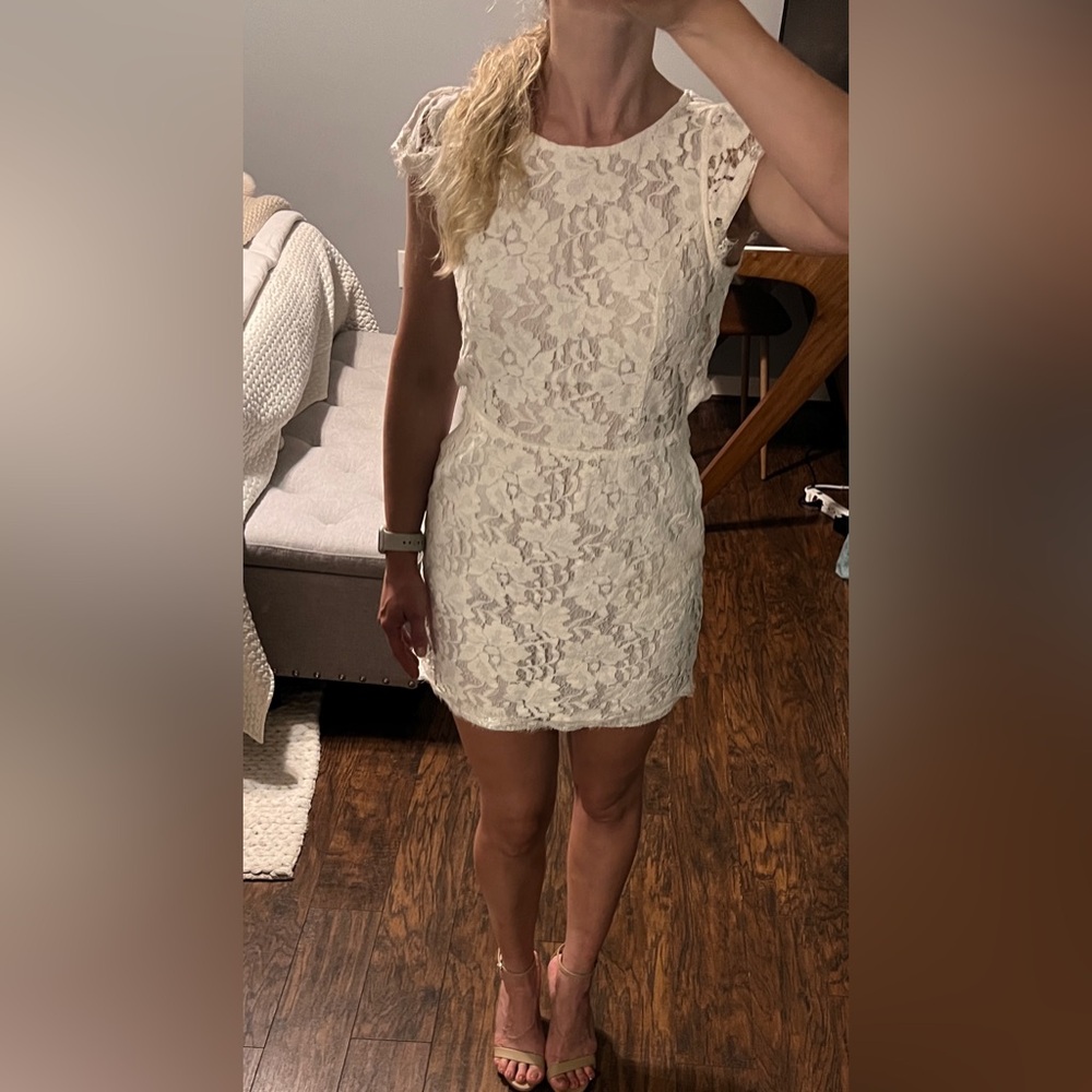 Signature - White Lace Open Back Dress